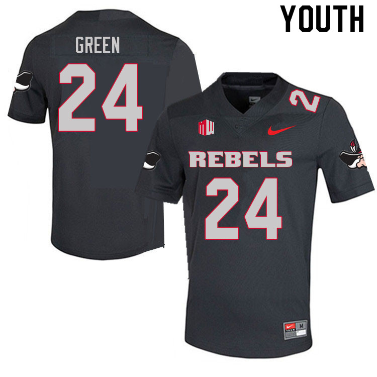 Youth #24 Sammy Green UNLV Rebels College Football Jerseys Sale-Charcoal